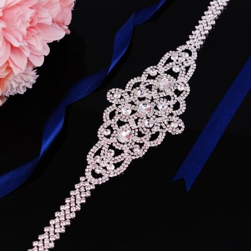 Crystal Wedding Belt Bridesmaid Dark Blue Sash Women Dress Accessories Handmade Luxury Rhinestone Bridal Belt