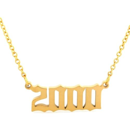 Special Date Old English Number 2000 Chokers Necklaces Birthday Gift Birth Year Necklace Women Men Custom Jewelry