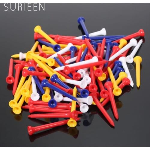SURIEEN 100PCS/ LOT +70mm 2 3/4 inch Mixed Color Cup Tip Plastic Golf Tees Driver Training Golf Accessories Ball Wood Golf Tees