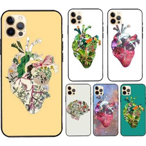 Vintage Botanical Heart Brain For iPhone 12 Pro Max mini Case For iPhone 11 Pro Max XS X SE 2020 7 8 Plus XR Cover