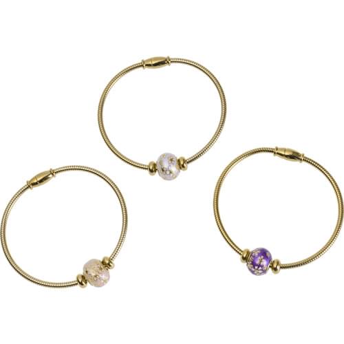 Pan series steel wire spring ring deformable glass petal bead accessories magnet can open stainless steel bracelet manufacturer