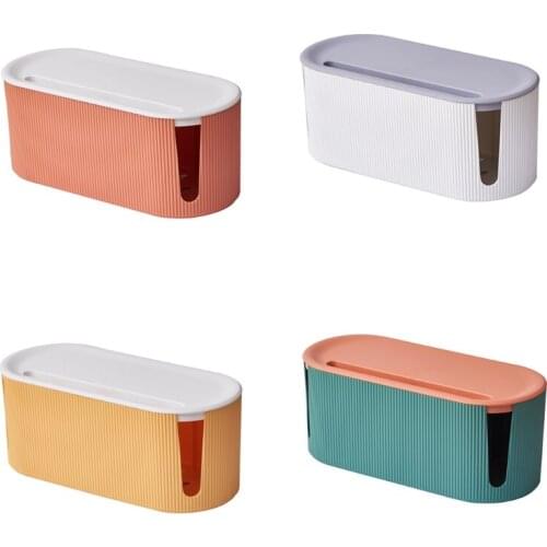 XX9B Cable Management Storage Box with Lid Hollow Out Plastic Charger Socket Adapters Power Strips Wire Case Hide Bin Dustproof