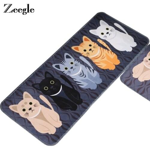 Zeegle Lovely Cat Doormat Anti-Slip Floor Mats For Kitchen 50x120cm Modern Area Rug For Living Room Bedroom Carpets Bedside Mats
