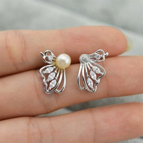 QIAOBEIGE 3pairs/lot Stud Earrings For Woman Butterfly Festival Earrings Accessory diy making with natural freshwater pearl