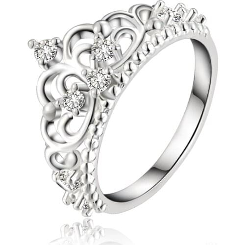 HXH QRX 925 Sterling Silver Crown AAA Zircon Ring For Women Fashion Wedding Engagement Party Charm Jewelry