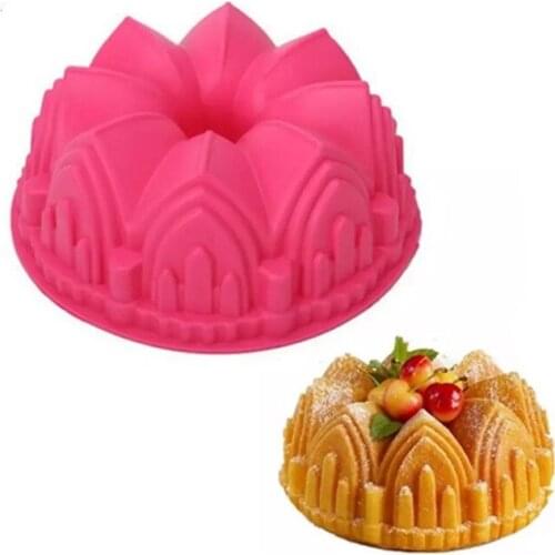 1PC Big Crown Castle Silicone Cake Mold 3D Birthday Cake Pan Decorating Tools Large Bread Fondant DIY Baking Pastry Tool QA 119