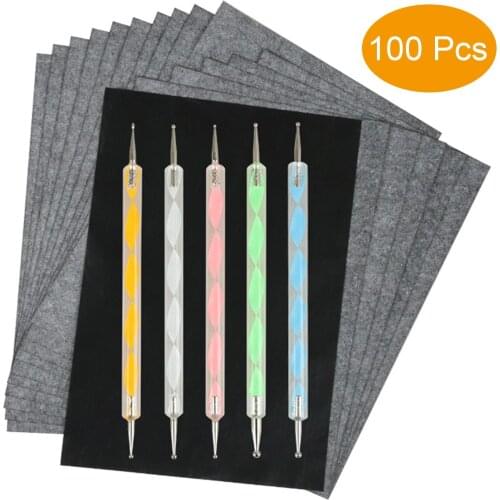 100Pcs/Lot Reusable A4 Size Graphite Carbon Papers Thin Art Painting Set Rewriting Papers with Dual-Head Pens