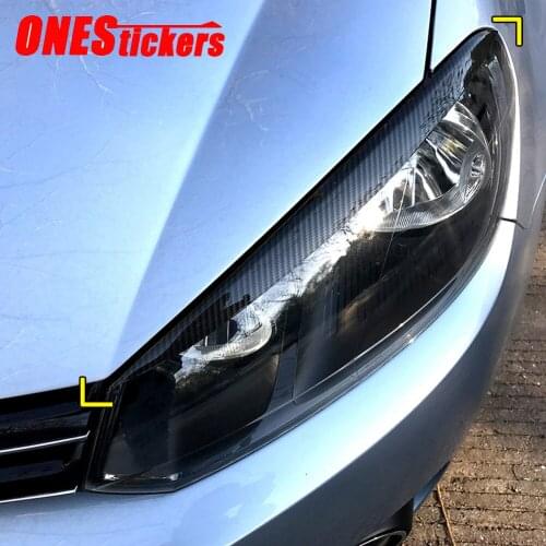 2PCS For Volkswagen VW Golf 6 MK6 VI Car Styling Accessories Headlight Eyebrow Eyelids Trim Cover Decoration Strip Car Stickers