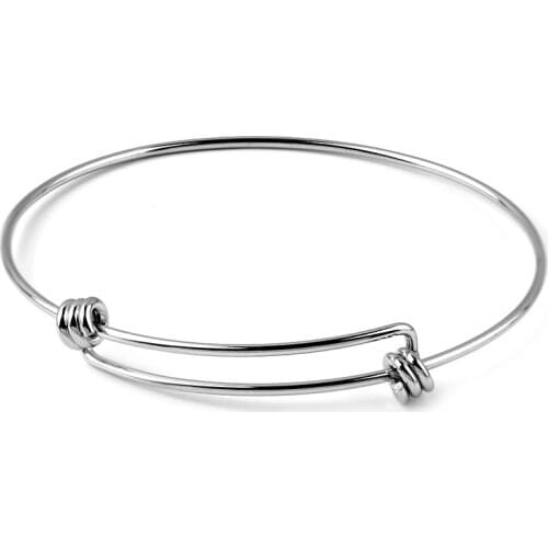 2pcs Fashion Stainless Steel Metal Expandable Mens Women Bracelet Base Adjustable Blank Bangle DIY Charm Bracelets & Bangles