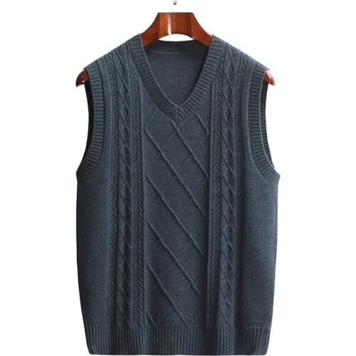 2021 Classic V-Neck Striped Vest Sweater Men Clothing UCAK Brand Classic Autumn Streetwear Vests Pull Homme Male Clothes U1295