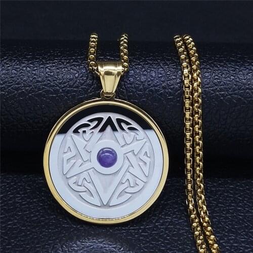 2021 Thelema Unicursal Hexagram Symbol Stainless Steel Statement Necklace Women Gold Silver Color Crowley Sign Jewelry NXS02