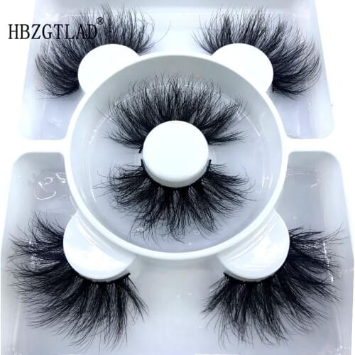 3 Pairs 25 mm 3d Mink Lashes Bulk Faux with Custom Box Wispy Natural Mink Lashes Pack Short Wholesales Natural False Eyelashes