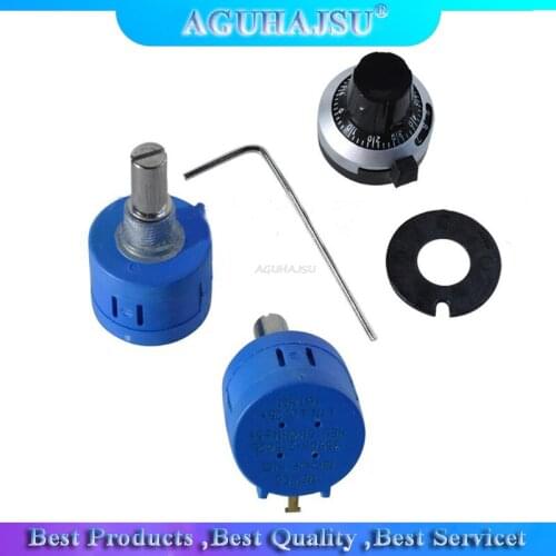 3590S-2-103L 3590S 10K ohm Precision Multiturn Potentiometer 10 Ring Adjustable Resistor+Turns Counting Dial Rotary 6.35mm Knob