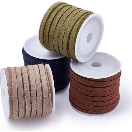4rolls 3mm Colorful Flat Faux Suede Cord Lace Leather String Rope Thread Materials for Jewelry Making DIY Handmade Accessories