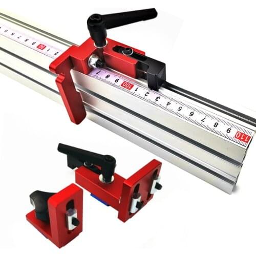 600mm/800mm Aluminium Profile Fence 75mm Height with T-tracks and Sliding Brackets Miter Gauge Fence Connector for Woodworking