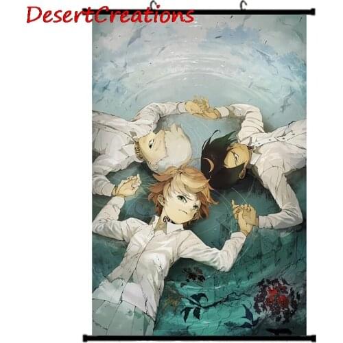 Anime The Promised Neverland Yakusoku no Neverland Norman Emma Ray Wall Scroll Mural Poster Wall Hang Poster Home Decor Collect