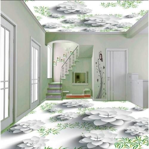 Beibehang Custom flooring vector fresh three-dimensional flowers 3D floor three-dimensional floor pvc thick wear-resistant
