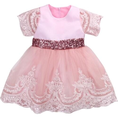 Boiiwant 0-7Y Princess Baby Kids Girl Bowknot Lace Floral Dresses Party Pageant Sequin Tutu Dress Tulle Formal Ball Gown Dresses
