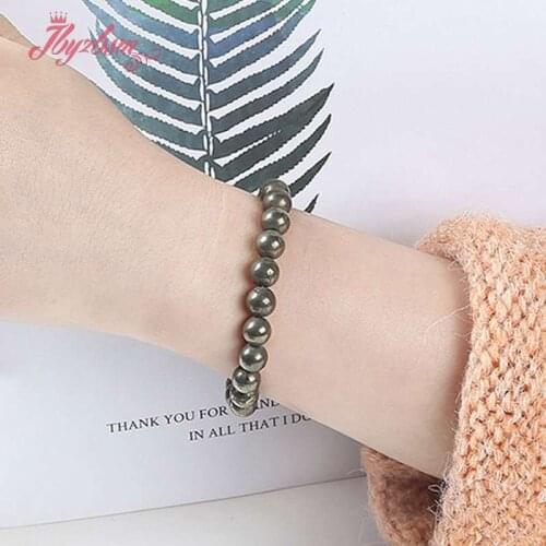 4 6 8 10 12mm Natural Round Pyrite Couple Elastic Line Bracelet Natural Stone Bracelet Bracelets For Man Woman Jewelry Gift