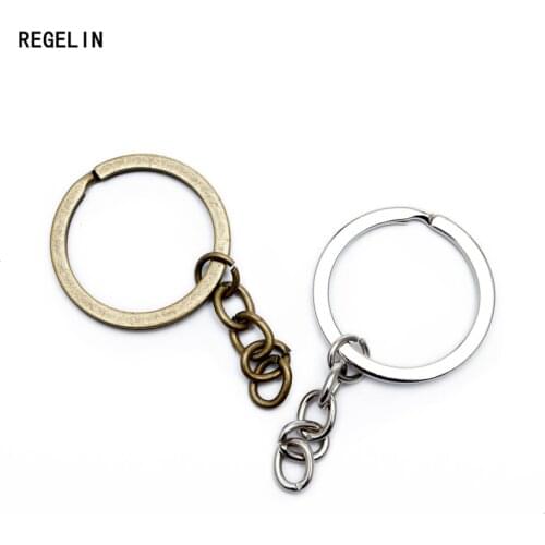 REGELIN 10pcs Metal Key Rings KeyRing Key Chains Antique Bronze Long Keyrings Split Rings KeyChains DIY Jewelry Making Findings