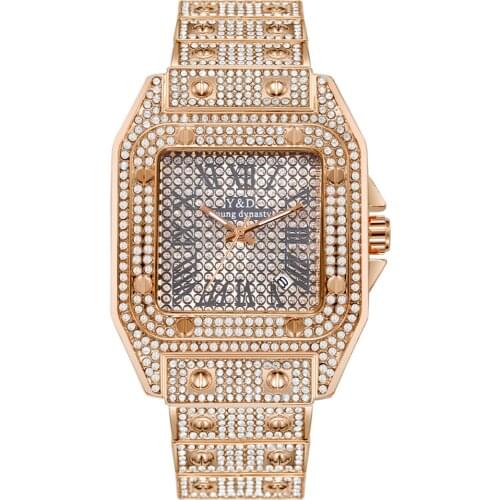 Diamond Square Women Watches Rose Gold Luxury WomenS Fashion Watch Stainless Steel Ladies Wristwatches Female Quartz Clock