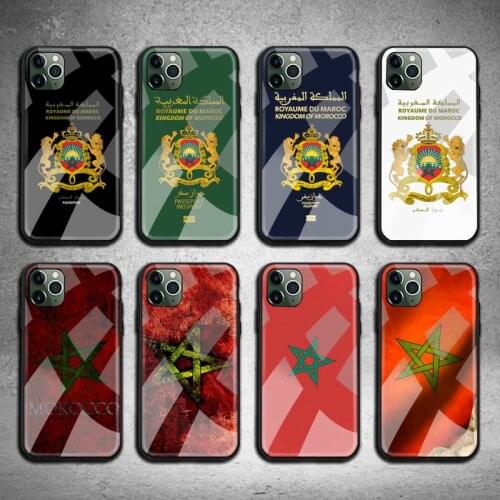 Morocco Flag Passport Phone Case Tempered Glass For iPhone 12 11 Pro Max Mini XR XS MAX 8 X 7 6S 6 Plus SE 2020 cover
