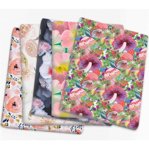 Flowers Polyester Cotton Fabric Patchwork Sewing Quilting Fabrics Needlework Material DIY Tissue Kids Handmade Cloth,1Yc14568