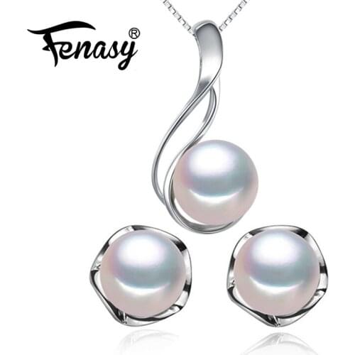 FENASY Trendy Pearl Jewelry Freshwater Black Pearl Jewelry Sets For Women Pearl Necklace Earring Trendy Charming Jewelry Box