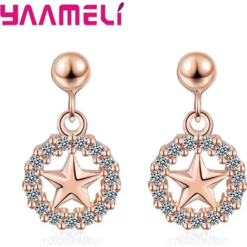 Hot Sale Luxury Women Trendy Five Star Earrings Dangling 925 Sterling Silver Woman Earrings Fashion Elegant Jewelry