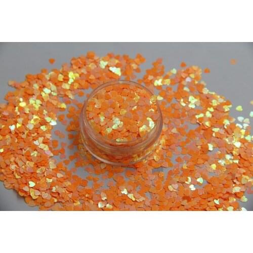 HI-13 Heart shapes Pearlescent Iridescent Light Orange Colors confetti spangles glitter for nail Art DIY decoration 1pack=50g