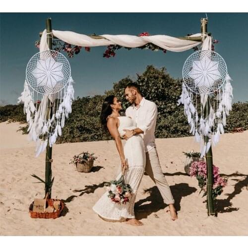 Indian Hanging Big Dream Catchers Handmade Large Metal Circle Feather Bedding Dreamcatcher DIY Wedding Home Decor Ornaments