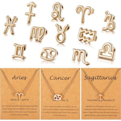 Julie Wang 12PCS/Set Mixed 12 Constellations Zodiac Charms Alloy Pendent Necklace Bracelet Finding Jewelry Making Accessory