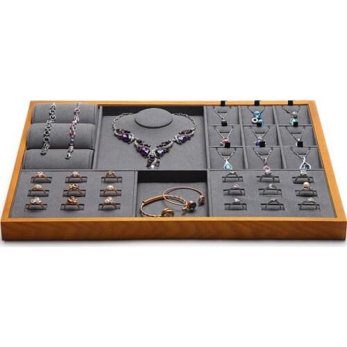 Solid wood high-end jewelry storage box net red jewelry box pendant ring necklace bracelet jewelry multifunctional display stand