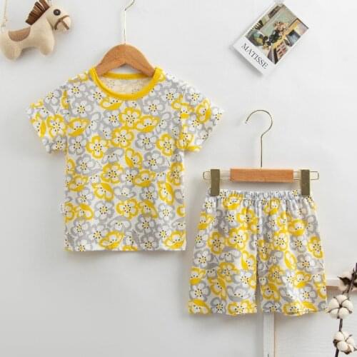 Baby Girl Summer Clothes Sets Infant Boy Short Sleeve T-shirt+shorts 2 Pcs Clothing Suit Children Cotton Tees Toddler Pajamas
