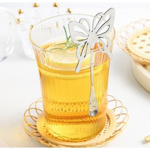 Stirring Spoon Exquisite Durable Stainless Steel Hollow Butterflies Shape Coffee Hanging Cup Scoop Teaspoon for Daily Cafe Use