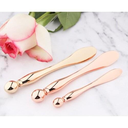 Alloy Metal Cosmetic Spatulas Gold Face Lift Bar Roller Cream Mixing Spatula Scoop Anti Wrinkle Massage Sticks Makeup Maquiagem
