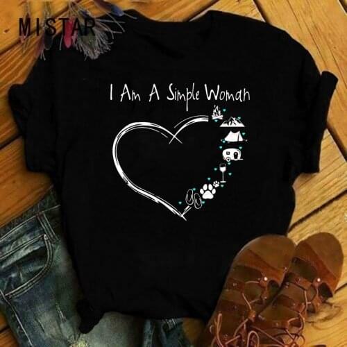Fashion Brand T Shirt Womens T-shirt I Am A Simple Women Print T Shirt Funny T Shirts Hip Hop 2020 Woman Clothes Vintage Tops