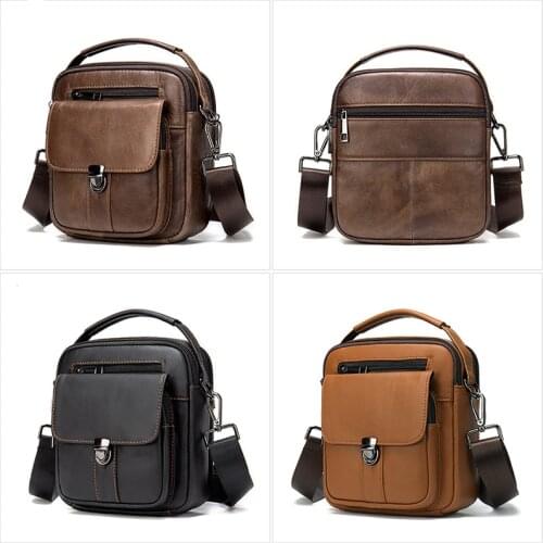 2021 New Casual Man Shoulder Bags Small Mens Genuine Leather Hand bag for Man Party Bag for Man Wateproof Mens Crossbody Bag