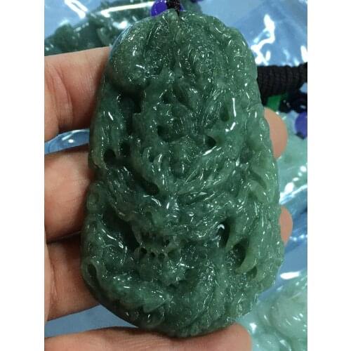 Natural 7A Myanmar jade A Hand-Carved dragon green jade necklace pendants men women jewelry jade necklaces men
