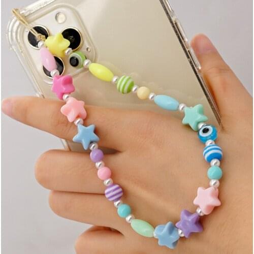 2021 New Phone Chain Lanyard Phone Strap Beaded Hangs Mobile Charm Colorful Beads Chains Fashion Telephone Jewelry