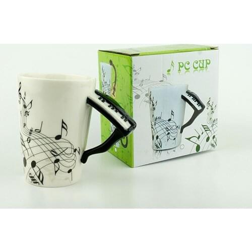 Novelty 220ml Piano Ceramic Cup Personality Music Note Milk Juice Lemon Mug Coffee Tea Cup Christmas New Year Gift