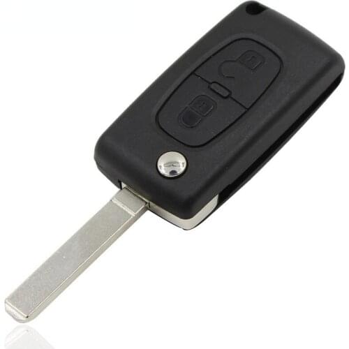 New 2 Button Remote Flip Folding Car Key Shell Case Fob for Peugeot 107 207 307 308 407 807 CE0536 VA2 Blade with Battery Holder
