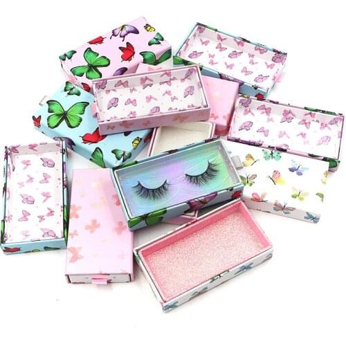 Wholesale False Eyelash Packaging Box Lash Boxes Packaging Custom Logo Faux Cils 25mm Mink Eyelashes Marble Butterfly
