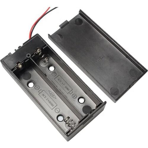 Plastic Black 3.7V 2 X 18650 Battery Storage Case For18650 Batteries Holder Box Container With ON/OFF Switch