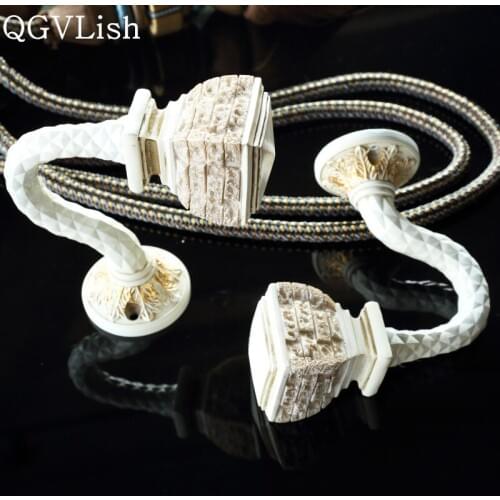 QGVLish 2Pcs Vintage Window Decor Hook Curtain Accessories Coat Hanger Tieback Buckles Tassel Tower Brush Hooks Curtain Holdback