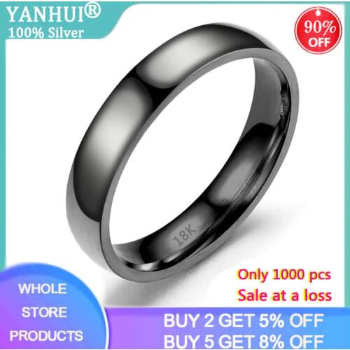 Sale at a loss! 4mm Never Fade Original Solid Stainless Steel Ring 18K Black Gold Color Wedding Band For Women&Men Couple Gift