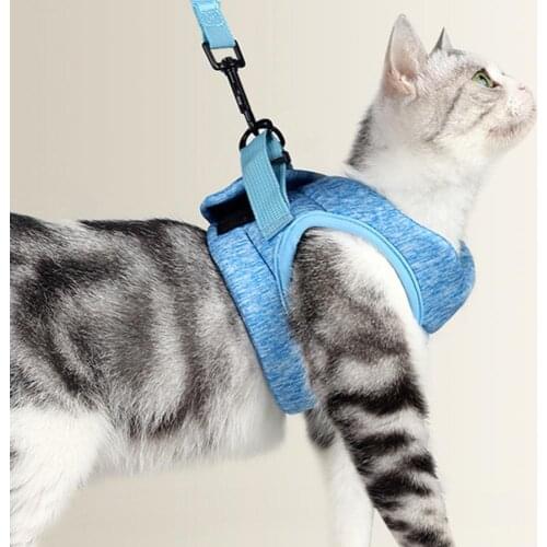 Anti-bite Adjustable Traction Belt Foam Metal Cat Dog Solid Color Chest Strap Elastic Walking Leash Harness Small Pet Supplies