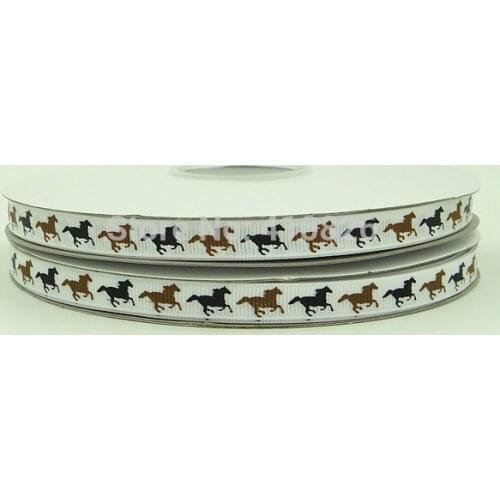 Q&N ribbon 3/8inch 9mm 140916002 Animal Horse Printed grosgrain ribbon 50yds/roll free shipping
