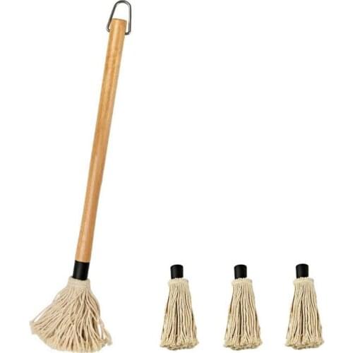 BBQ Basting Mop With Wooden Handle,Designed To Absorb Sauce,Perfect For Barbecue Grilling & Smoking