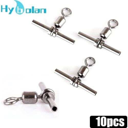 10Pcs Connector Ball Bearing Rolling Swivel Cross Line Crane Black Brass Nickle Fish Line Cross Swivel Fishing Hook Accessories